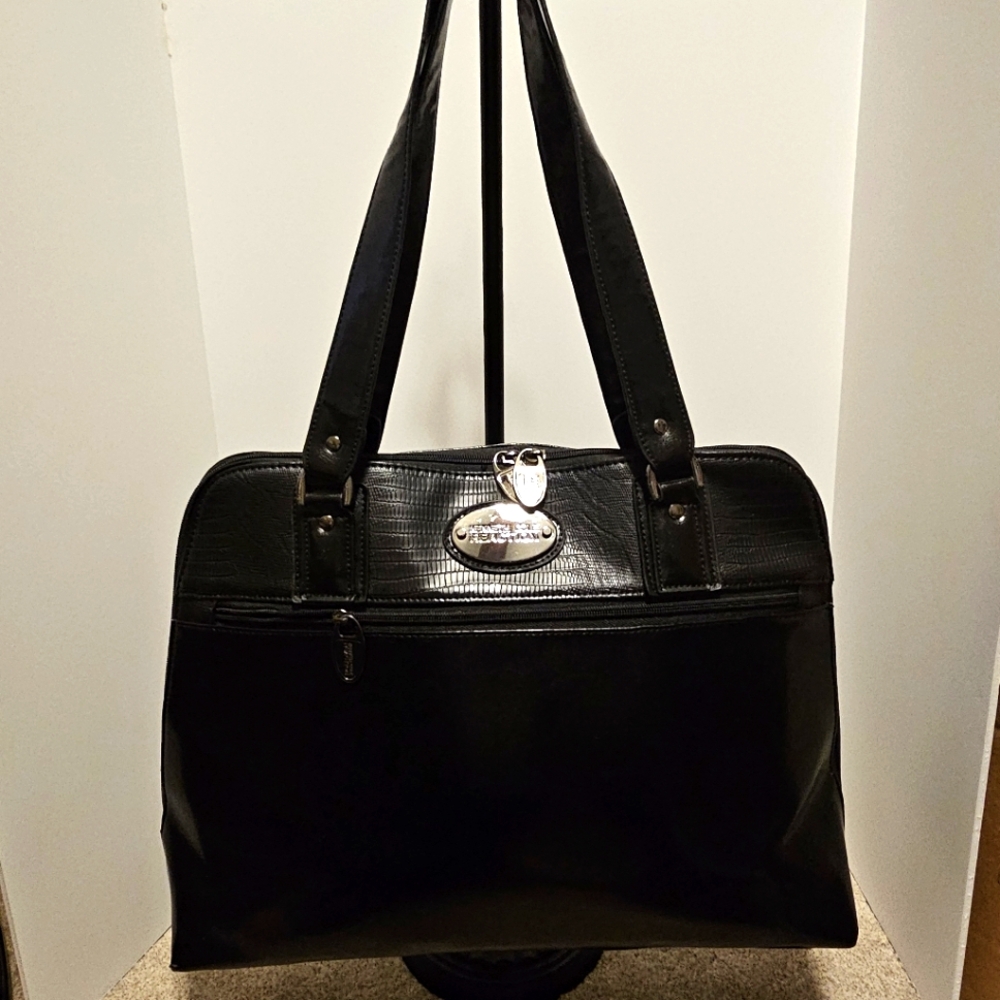 Kenneth Cole‎ Laptop Computer Black Snakeskin Tote Briefcase Bag Luggage Strap